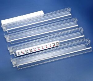 Mahjong Racks with Pushers, Convenient Rotating One-Piece Mahjong Pushers and Racks,4-Piece Set