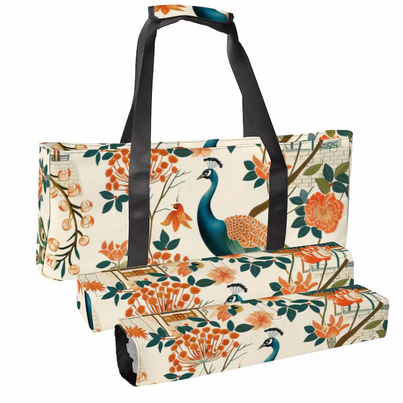 Green Peacock Mahjong Tote Bag