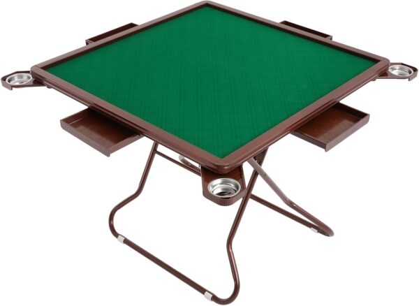 Foldable Mahjong Table 35-inch 4 Player Card Table with 4 Cup Holders & Drawers