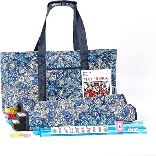 American Mahjong Tile Set - 166 Tiles with Blue Printed Carrying Bag