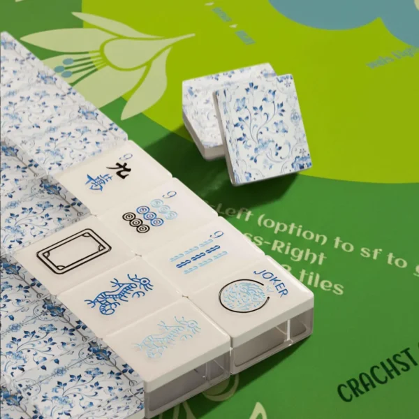 American Mahjong Tiles Set Blue White Porcelain 166 Pc 36mm, Chinese Porcelain Art Edition